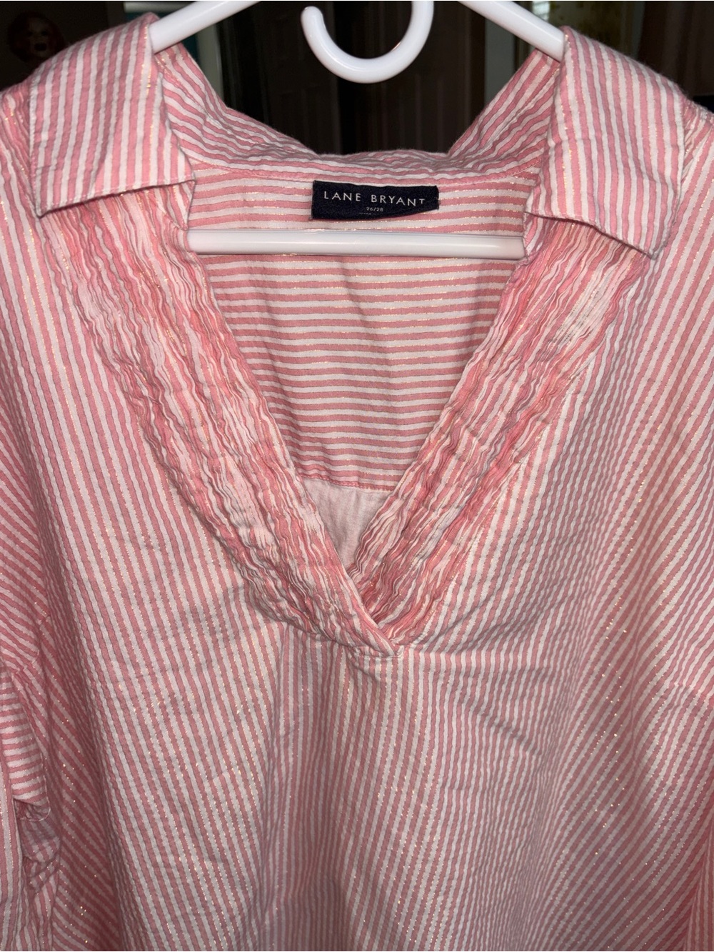 Lane Bryant Pink and White Blouse 26/28